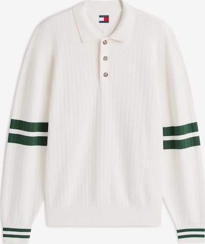 Megztinis '90s' iš Tommy Jeans, spalva – tamsiai žalia / natūrali balta, Prekių apžvalga