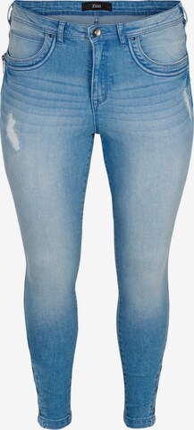 Zizzi Slimfit Jeans 'Amy' in Blauw: voorkant