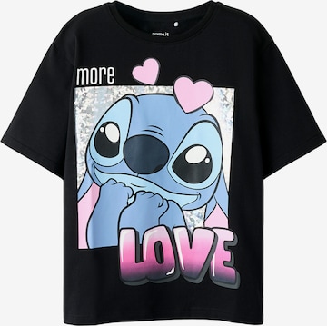 NAME IT Футболка 'NKFFORA STITCH' в Черный: спереди