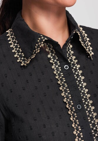 Ombre Blouse 'Dobby' in Zwart