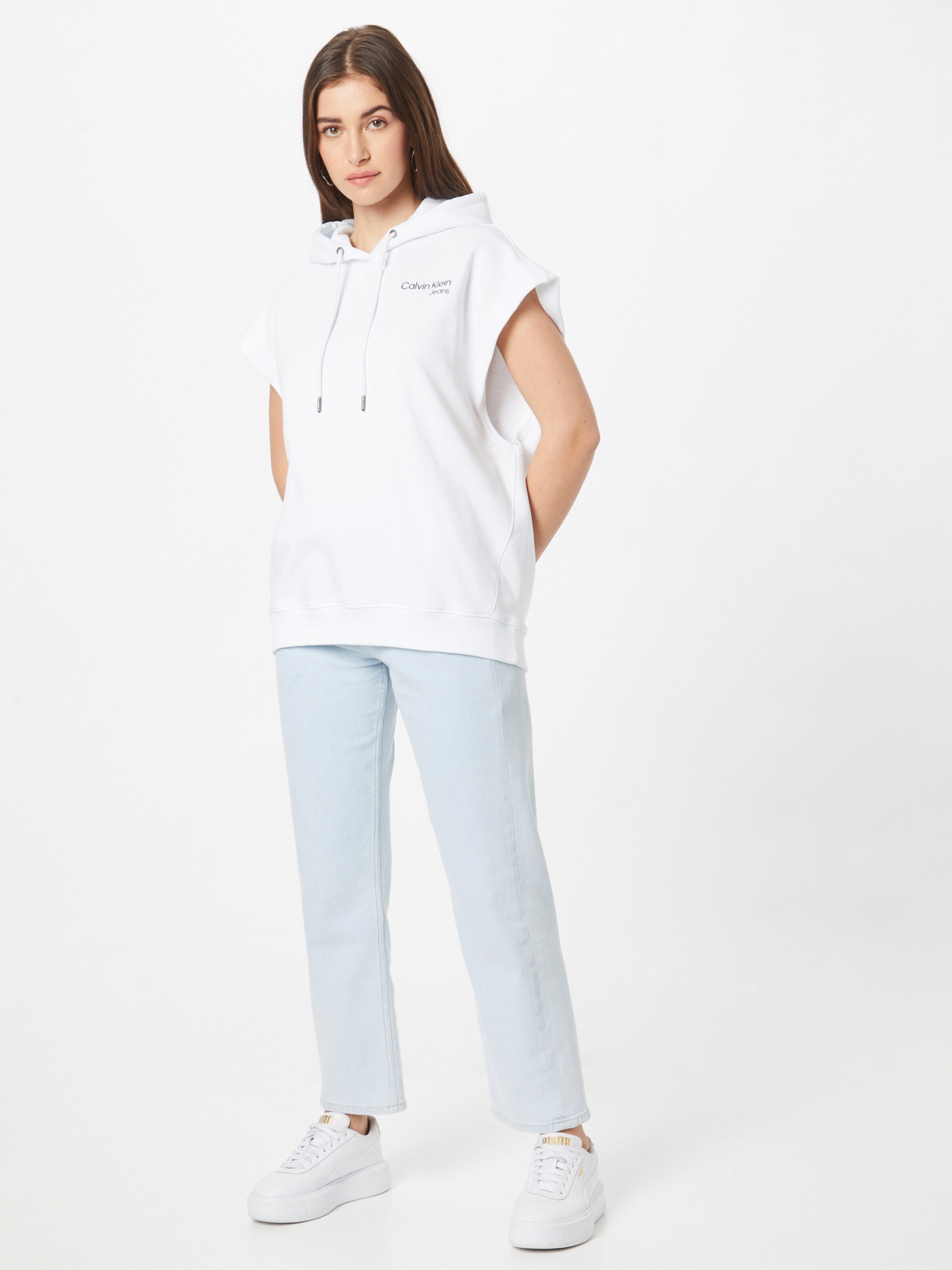 Frauen Sweat Calvin Klein Jeans Sweatshirt in Weiß - MD19599 Frauen Sweat Calvin Klein Jeans Sweatshirt in Weiß - MD19599