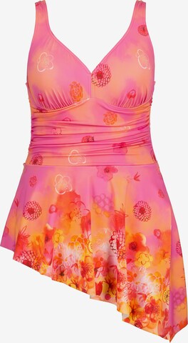 Ulla Popken T-shirt Swimsuit Dress in Pink: front