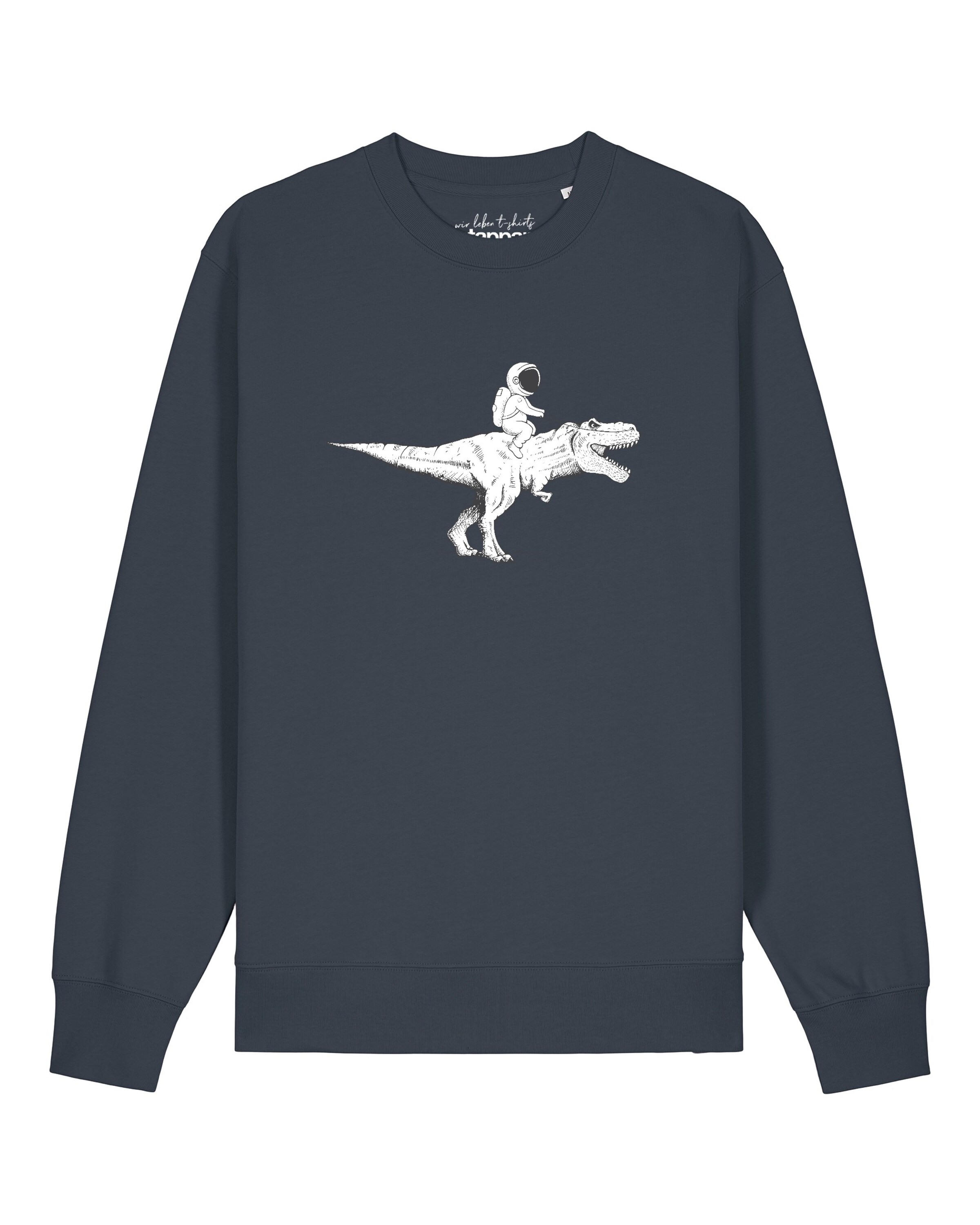 Watapparel Sweatshirt 'Astronaut on T-Rex' in Grijs: voorkant