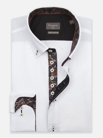Slim fit Camicia 'Donatello Iconic Poplin Stretch Man Shirt Red' di 7Camicie in bianco