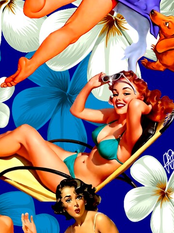 Hawaiihemdshop.de Regular fit Overhemd 'Flower Girls (blue) 2.0' in Blauw