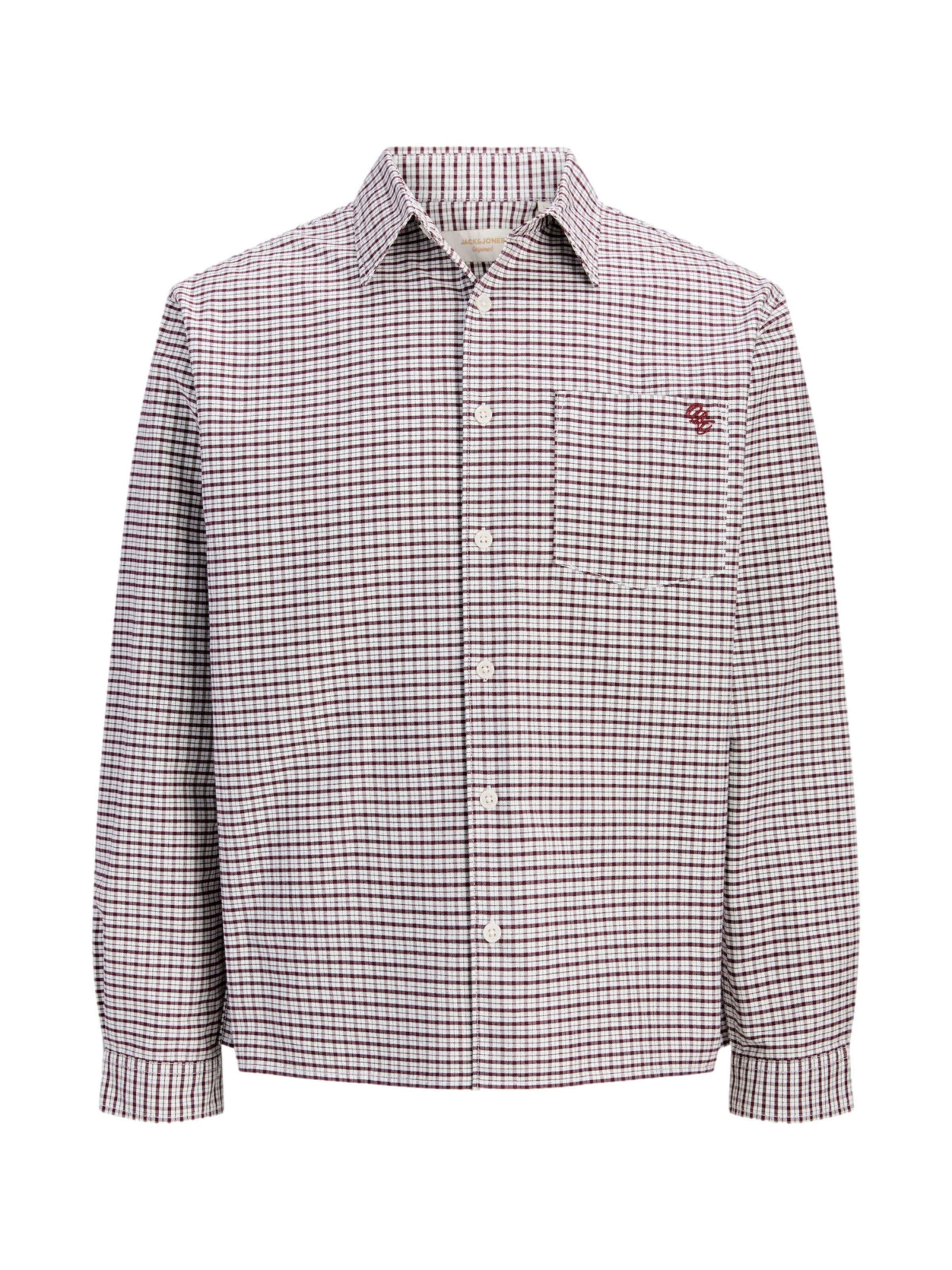 JACK & JONES Skjorte 'Frederiksberg' i L i brun / hvid, Produktvisning