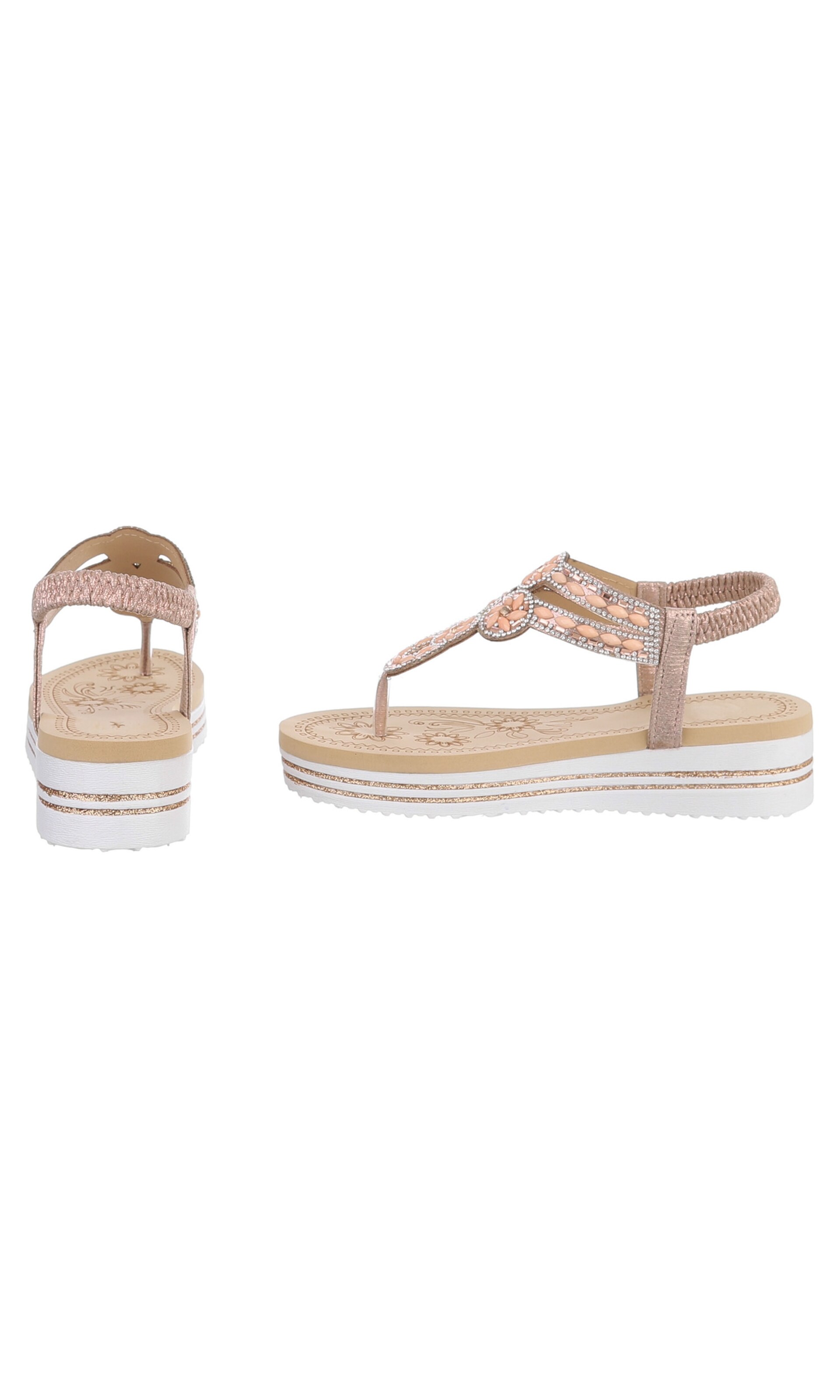 Ital-Design T-Bar Sandals in Beige