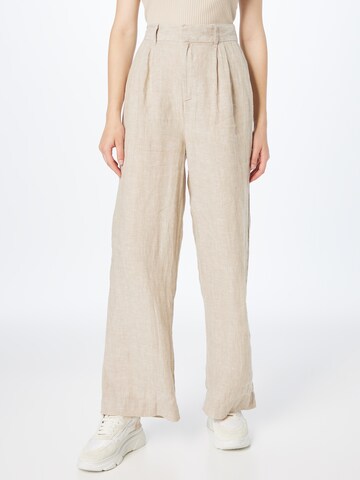 Wide Leg Pantalon à pince 'Denise' Gina Tricot en beige : devant