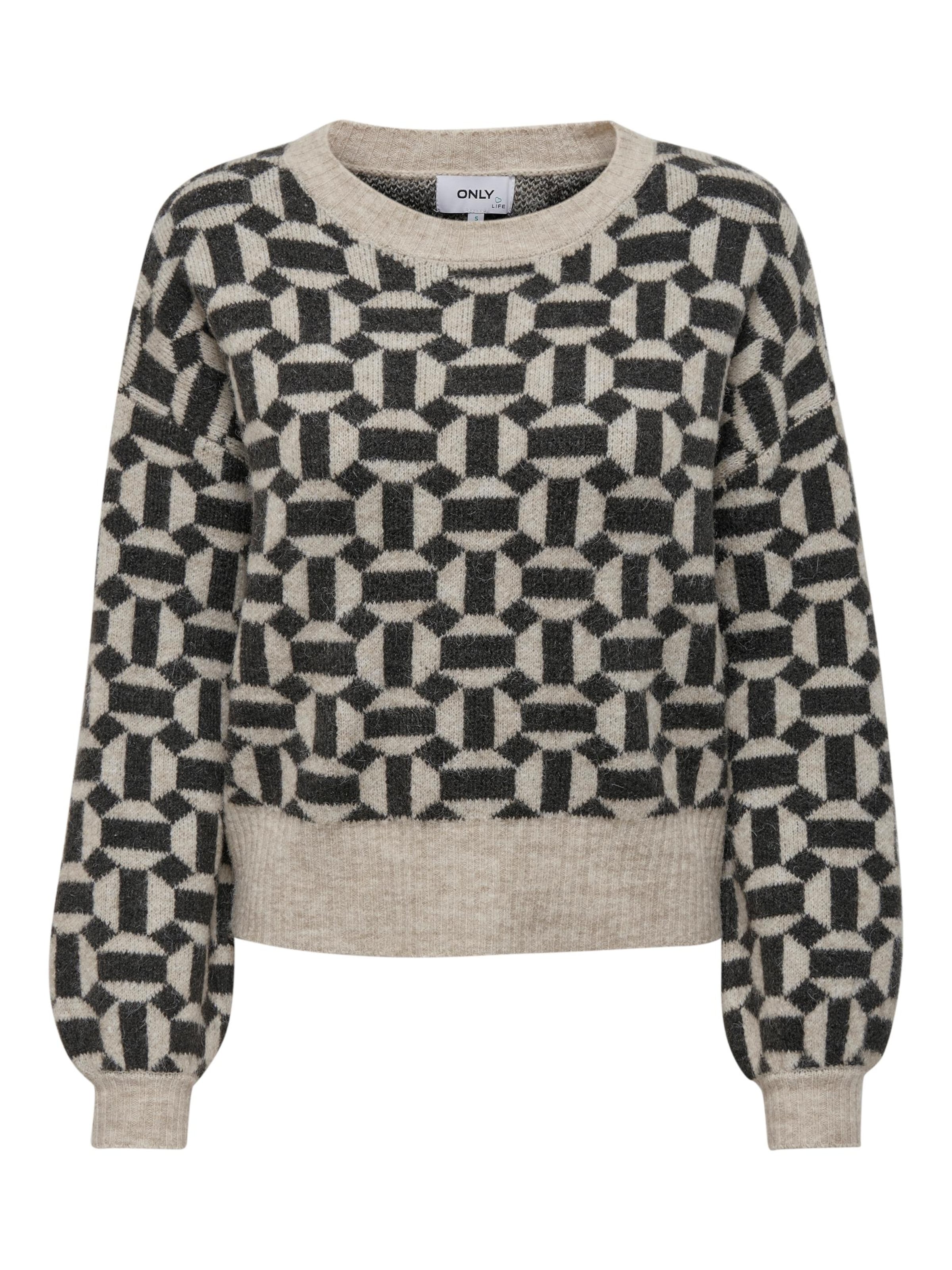 ONLY Pullover 'ONLGeo' in Beige: Vorderseite