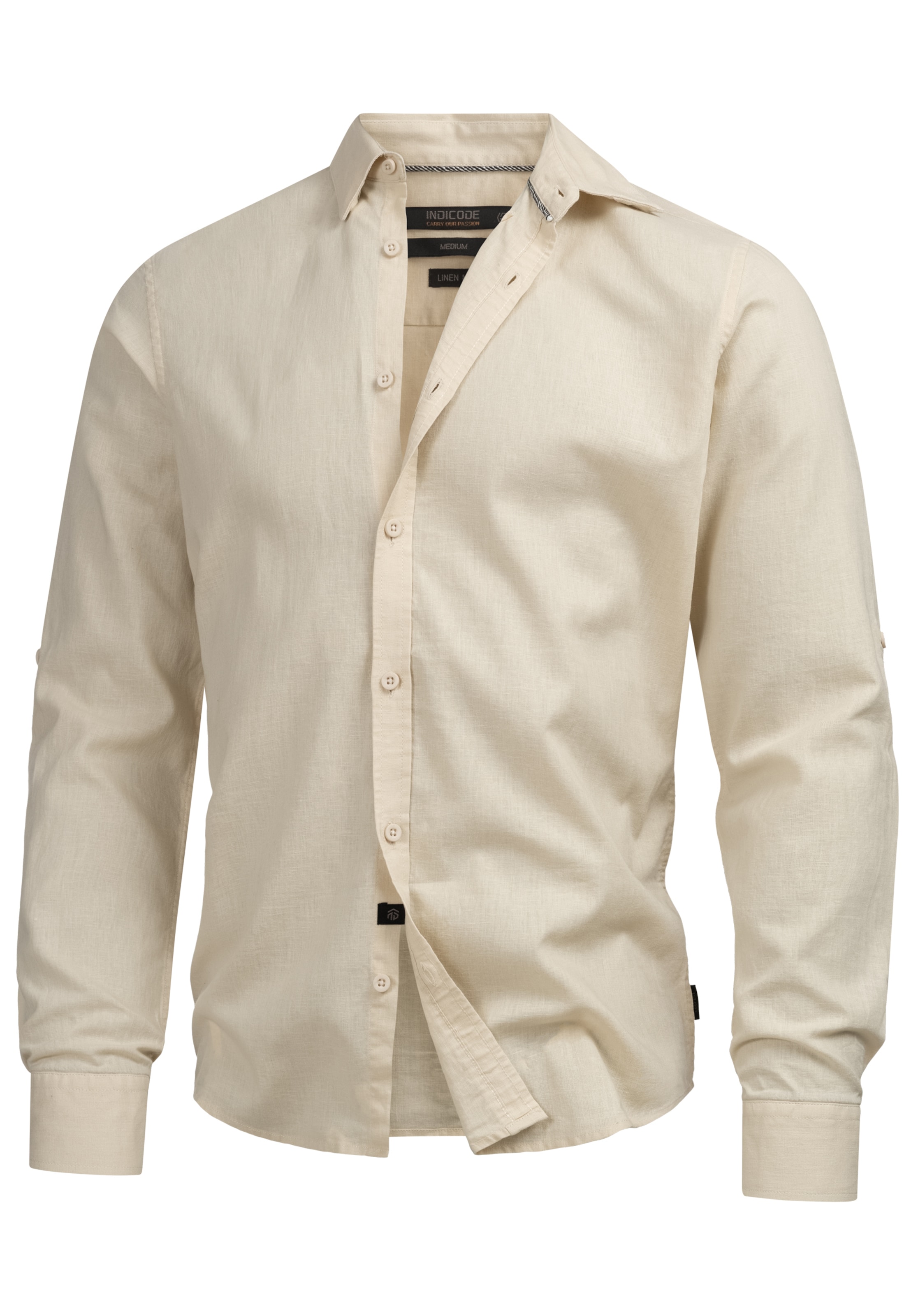 INDICODE JEANS Hemd 'Brayden' in Beige: Vorderseite