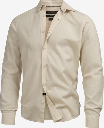 INDICODE JEANS Regular fit Button Up Shirt 'Brayden' in Beige: front
