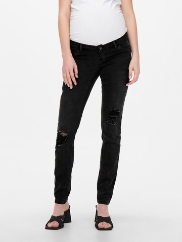 Only Maternity Regular Jeans in Black: front