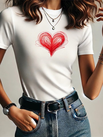 RMK Shirt 'Basic Rundhals Herz' in White: front