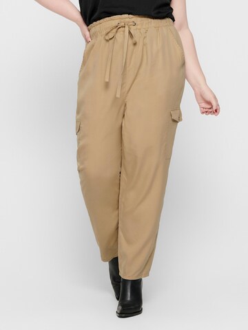 ONLY Carmakoma Tapered Trousers in Beige: front