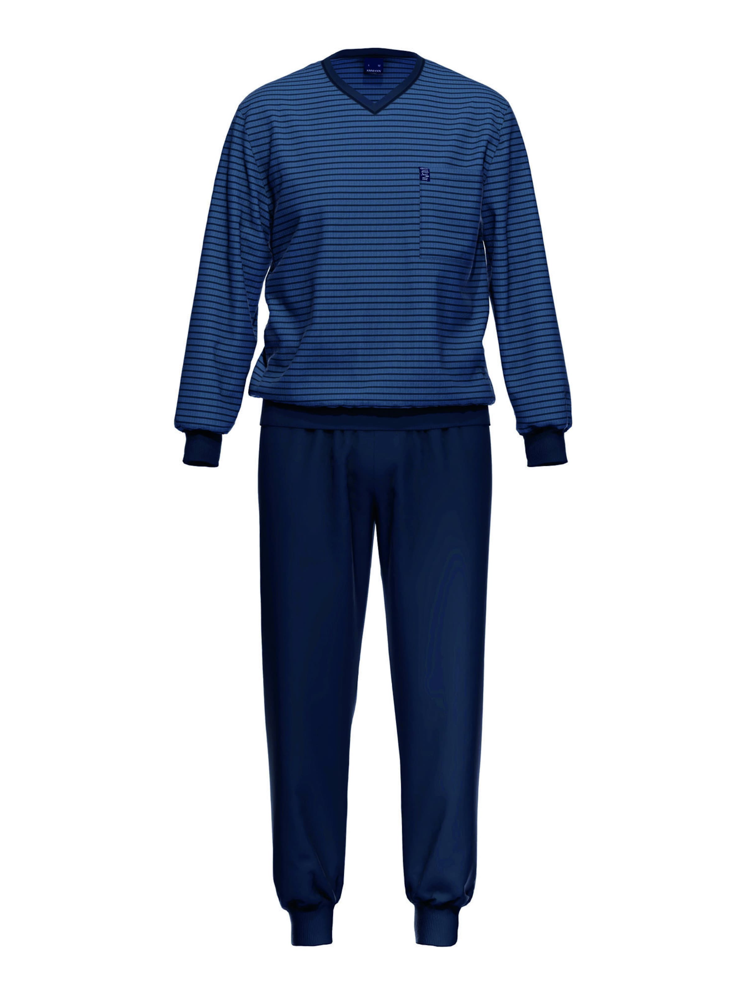 Pyjama long ' Jeans Ringel ' Ammann en bleu : devant