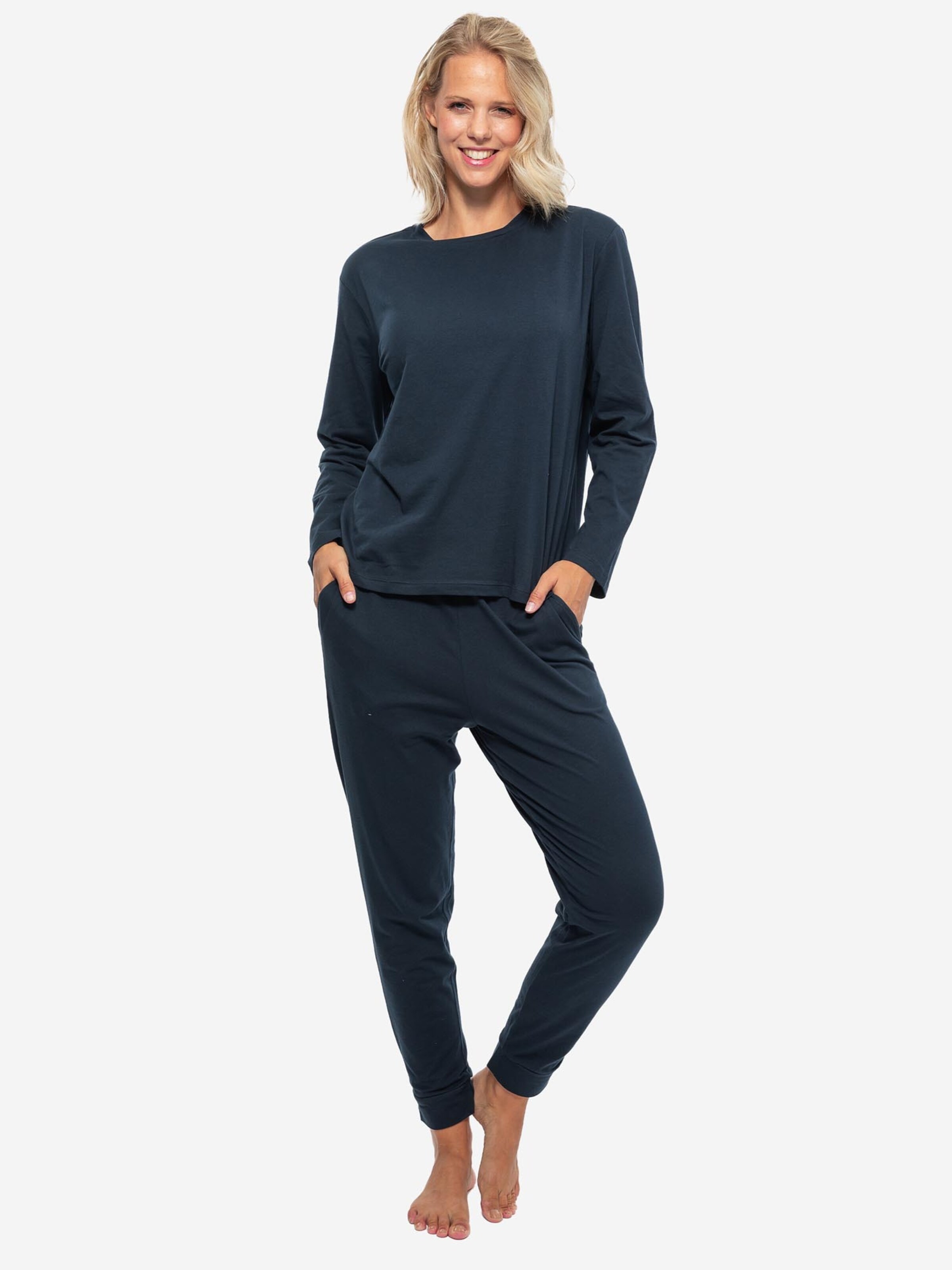 SCHIESSER Pajama 'Organic Cotton' in Blue: front