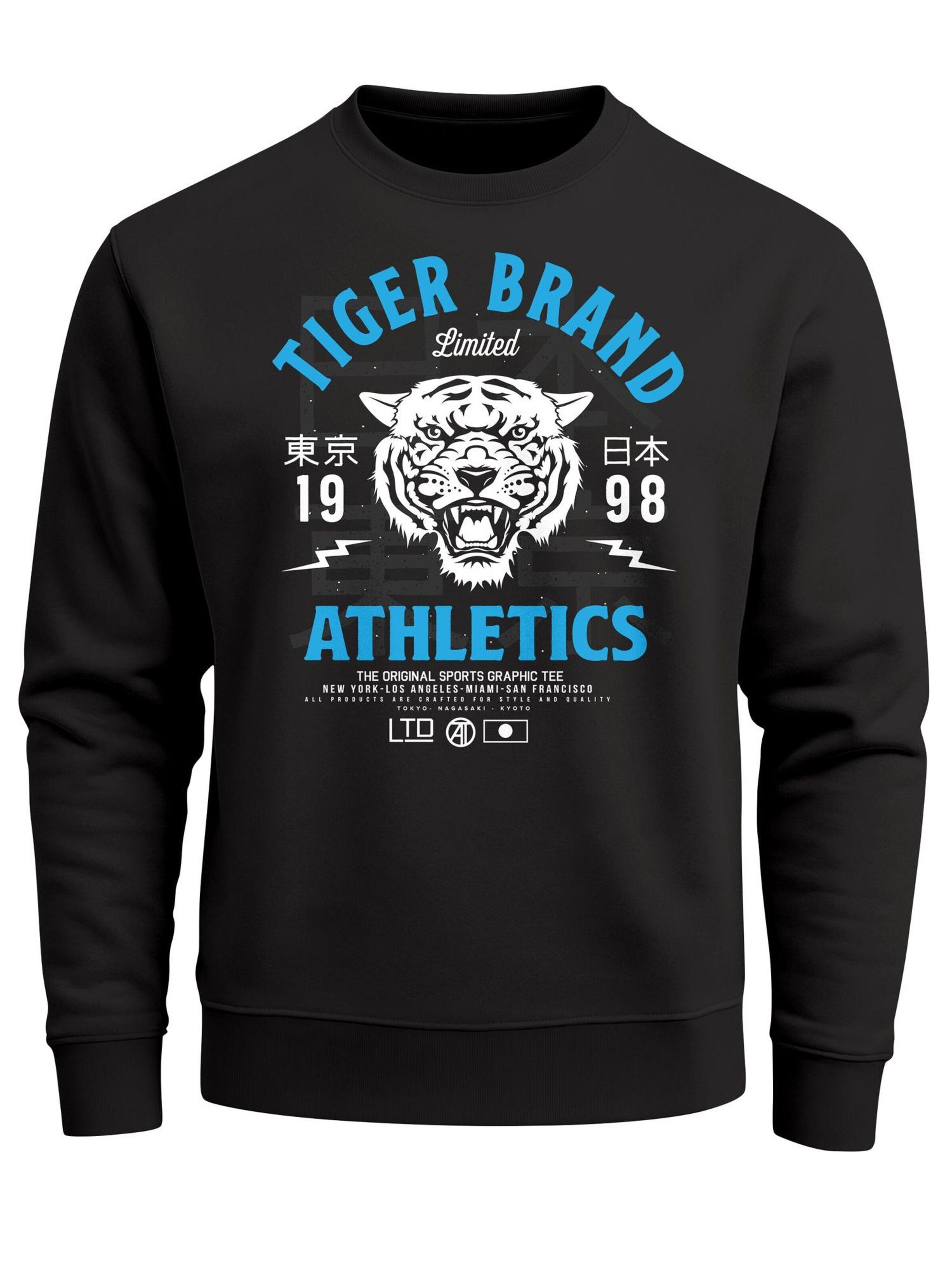 Neverless Sweatshirt 'Tiger' in Black: front