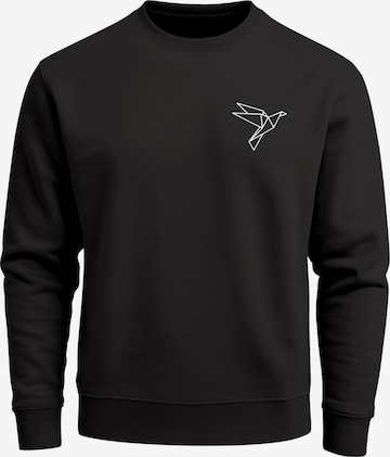 Neverless Sweatshirt 'Origami Vogel' in Black: front