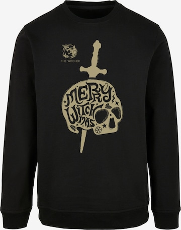 ABSOLUTE CULT Sweatshirt 'Witcher - Merry Witchmas' in Zwart: voorkant
