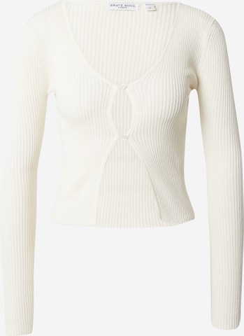 BRAVE SOUL Knit Cardigan in White: front