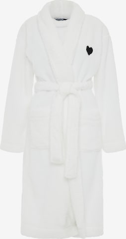 Threadbare Long Bathrobe 'Robert Robe' in White: front