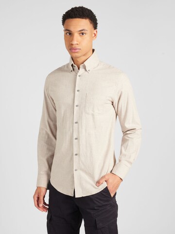 Bruun & Stengade - Ajuste estrecho Camisa 'Floyd' en beige: frente