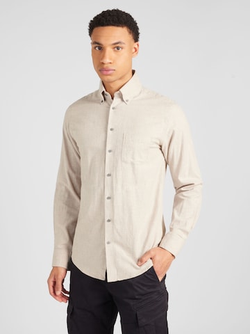 Bruun & Stengade Slim fit Button Up Shirt 'Floyd' in Beige: front