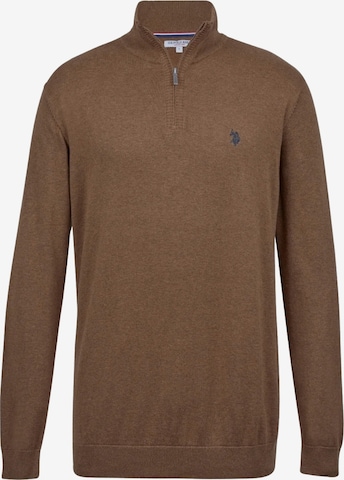 U.S. POLO ASSN. Svetr 'Brison' – hnědá: přední strana