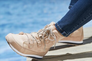 VIVANCE Lace-Up Boots in Beige