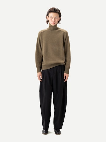 Wide leg Pantaloni con piega frontale 'Barrel-Leg Cashmere Pants' di GOBI Cashmere in nero: frontale