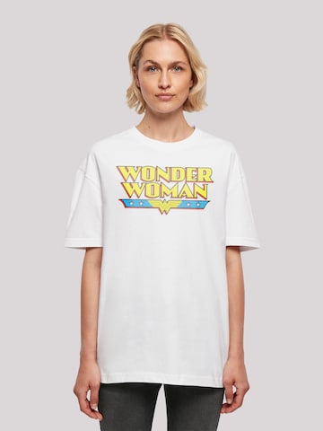 F4NT4STIC Oversized shirt 'Wonder Woman Text Logo' in Wit: voorkant