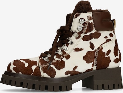 SACHA Schnürstiefel in dunkelbraun / weiß, Produktansicht