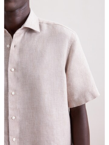 SEIDENSTICKER Regular fit Zakelijk overhemd 'Smart Linen' in Beige