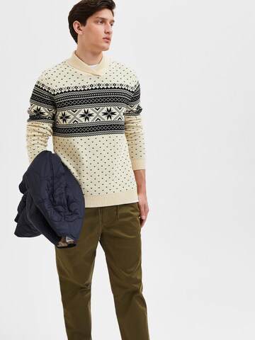 SELECTED HOMME Sweter 'Claus' w kolorze beżowy