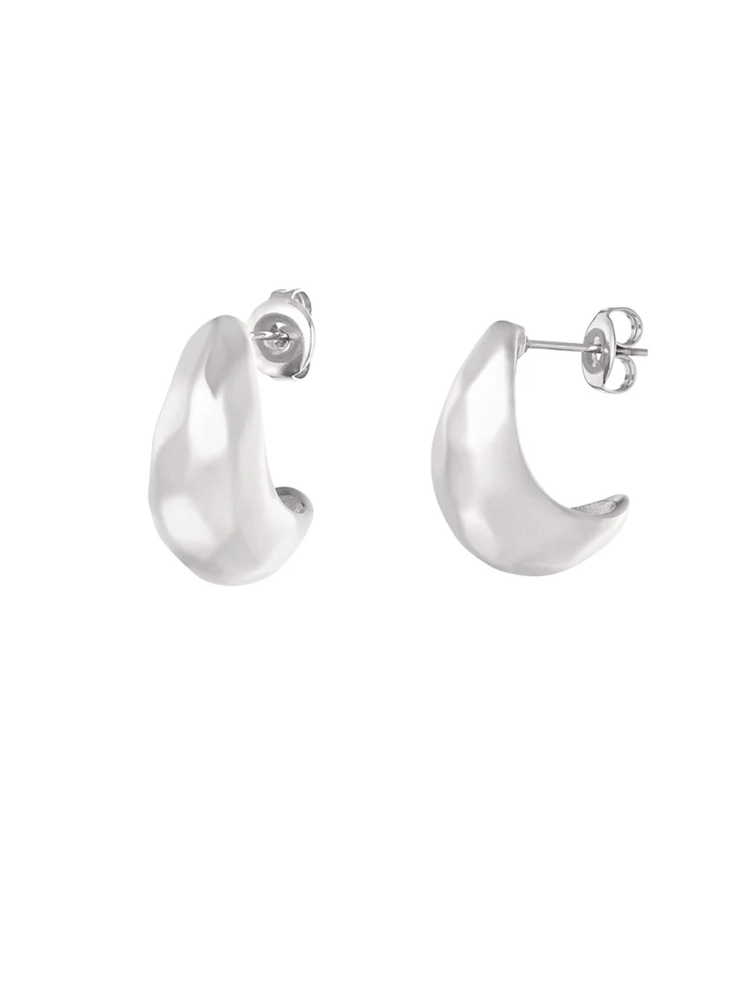 Cala Rose Oorbellen 'SCULPTED SHINE' in Zilver: voorkant