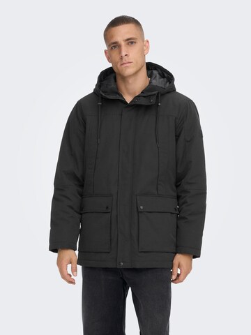 Parka invernale 'Jayden' di Only & Sons in nero: frontale