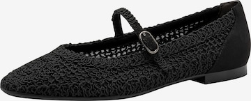 Tamaris Ballerina met riempjes in Zwart: voorkant