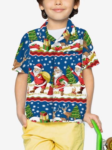 King Kameha Hemd 'Christmas Border Print' in Blau: Vorderseite