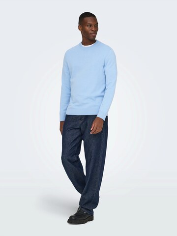 Only & Sons Sweater 'ONSREX' in Blue