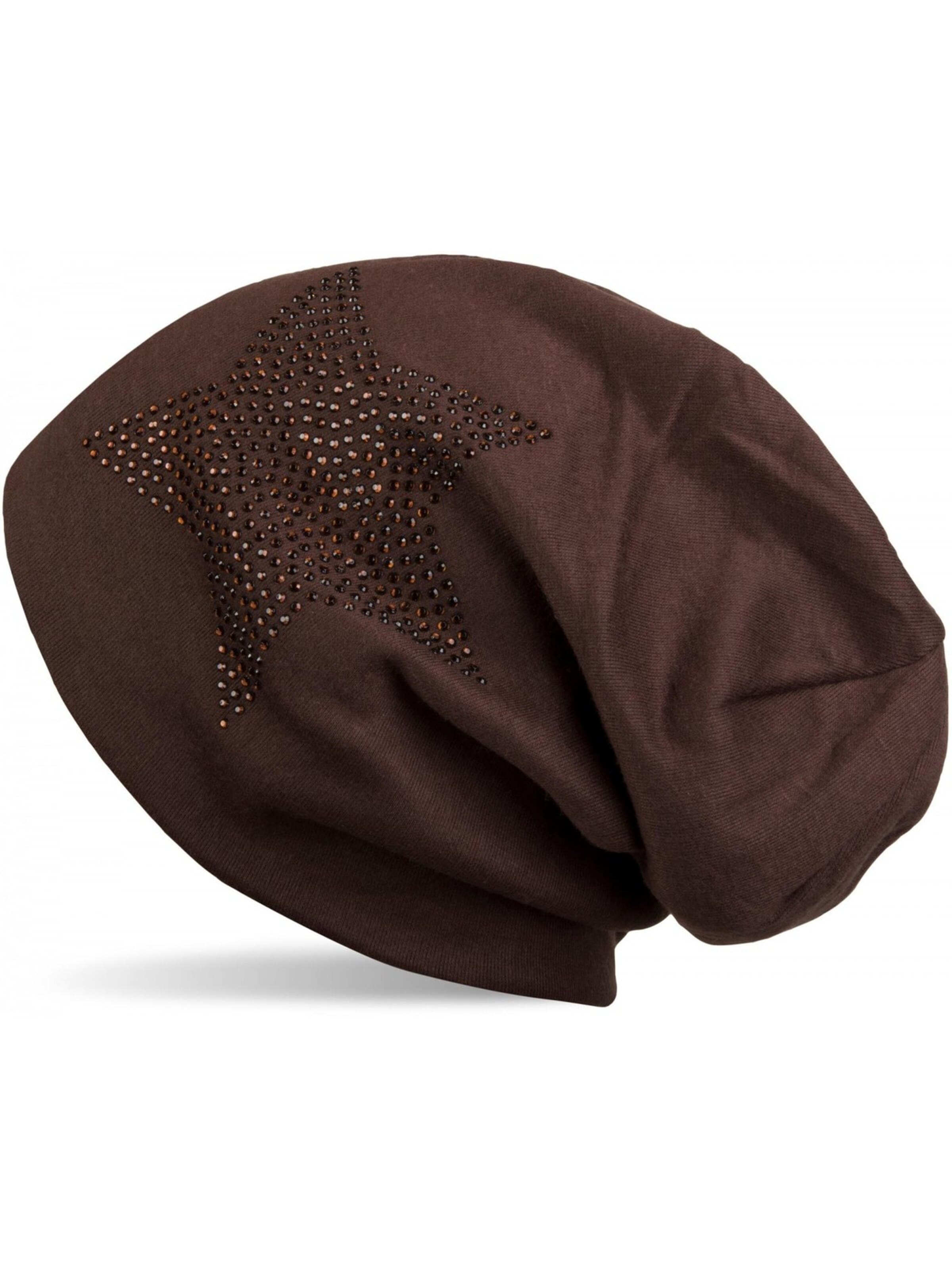 styleBREAKER Mütze 'Warme Beanie Mütze mit Strass Stern'‌‌‌‌‌ in Braun: Vorderseite