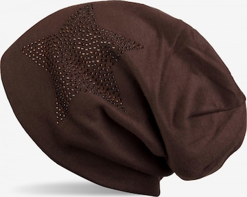 styleBREAKER Mütze 'Warme Beanie Mütze mit Strass Stern' in Braun: Vorderseite