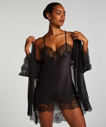 Robe de chambre Hunkemöller en noir : devant