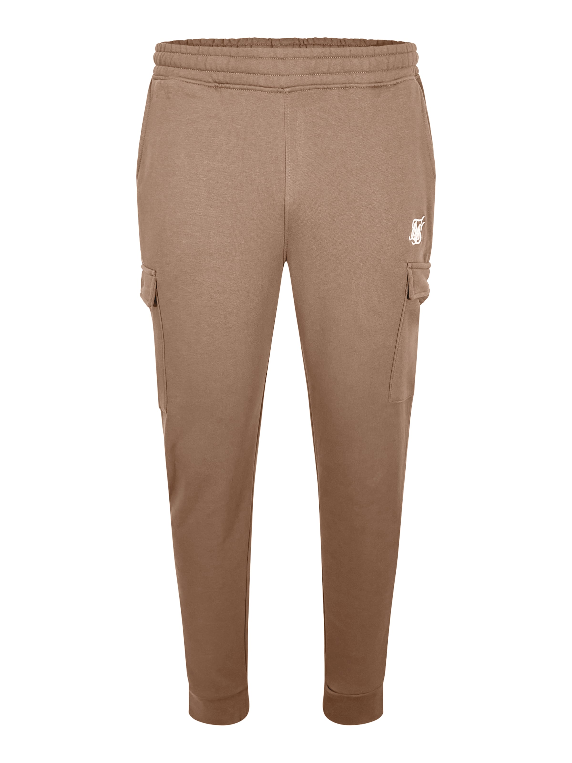 SikSilk Tapered Cargo Pants in Brown: front