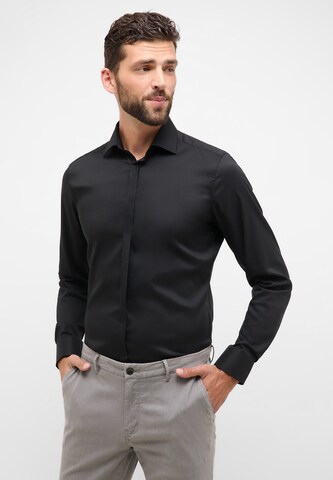 ETERNA Slim Fit Hemd in Schwarz: Vorderseite