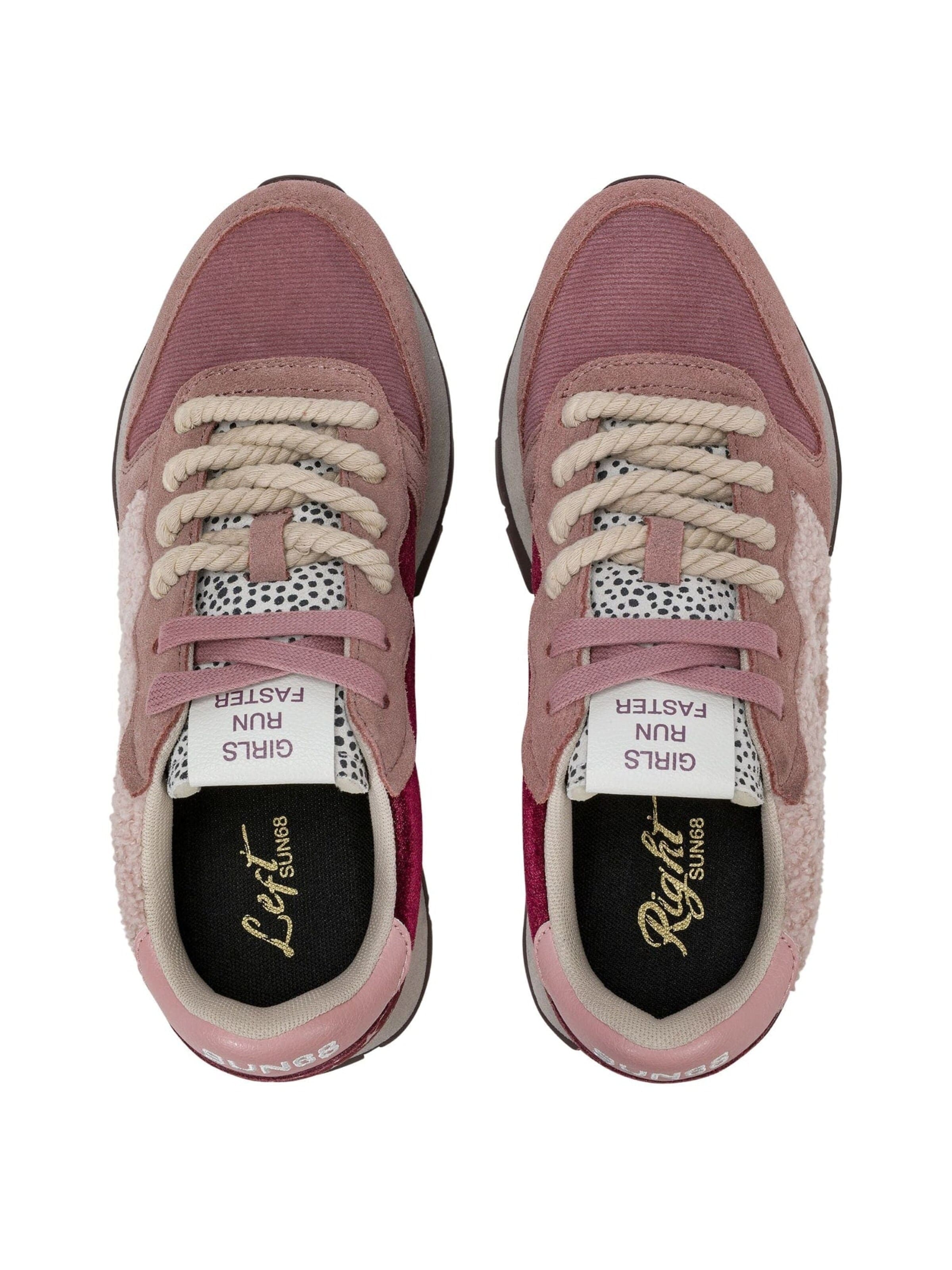 SUN68 Låg sneaker 'Ally Winter sneakers in pink suede and teddy' i rosa