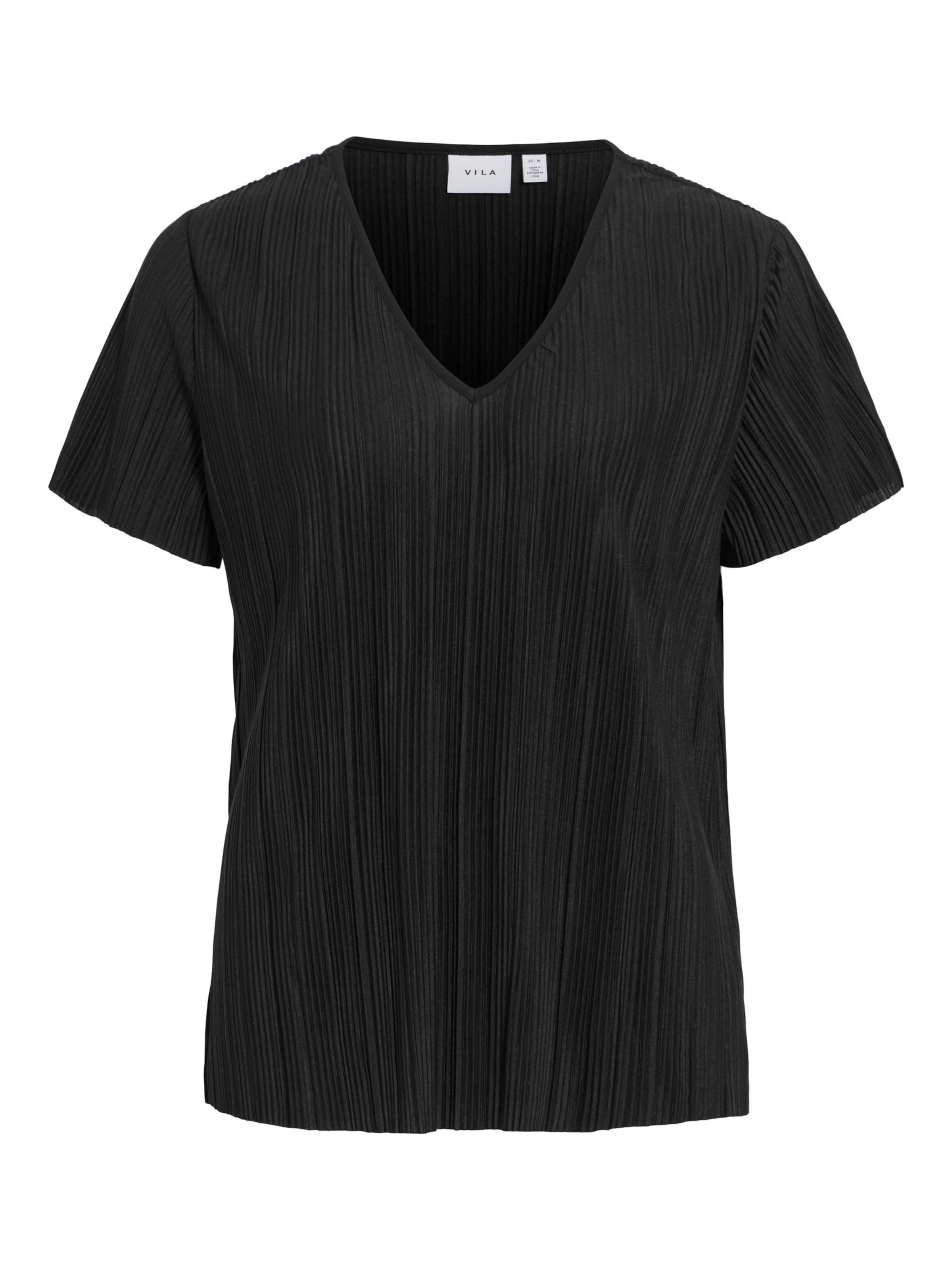 VILA T-Shirt 'VIPlis' in Schwarz: Vorderseite