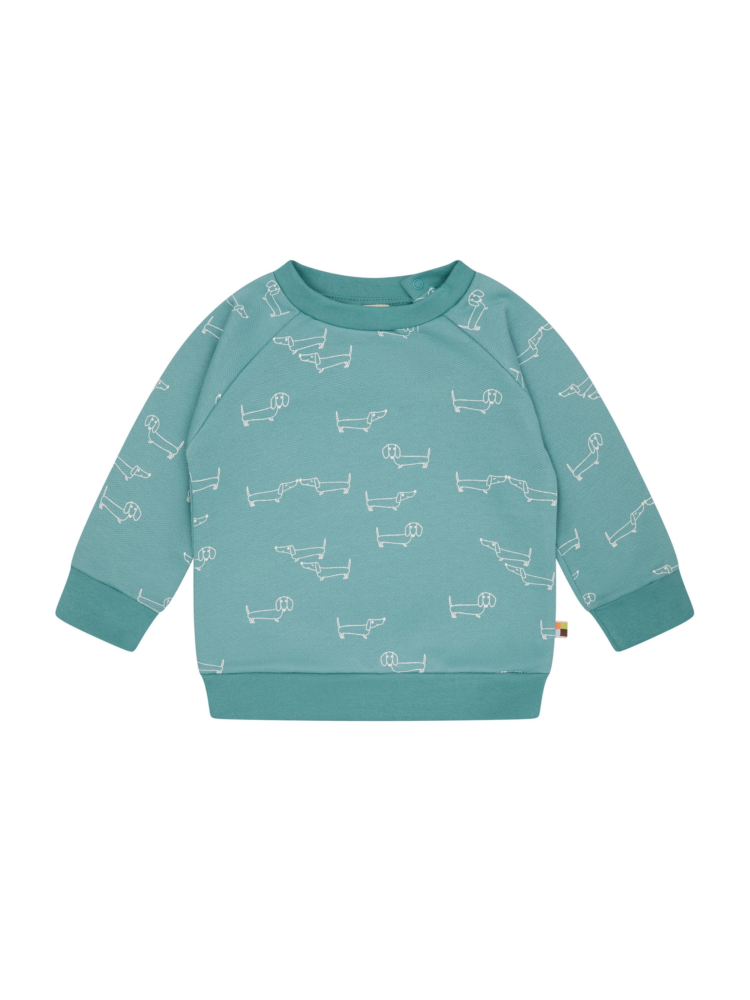 loud + proud Pullover 'Dackel'‌‌‌‌ in Grün: Vorderseite