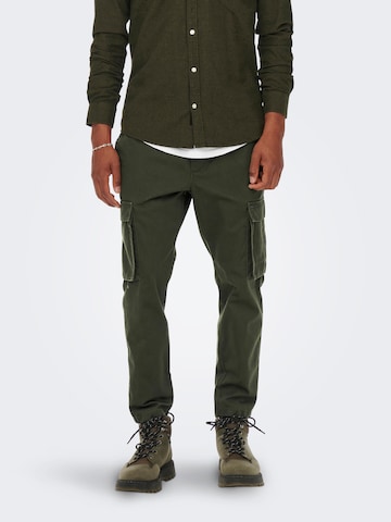 Only & Sons Tapered Cargo Pants 'ROD' in Green: front