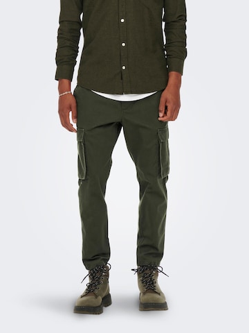 Only & Sons Tapered Cargo nadrágok 'ROD' - zöld: elől