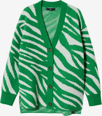 Cardigan 'zebry' MANGO en vert : devant